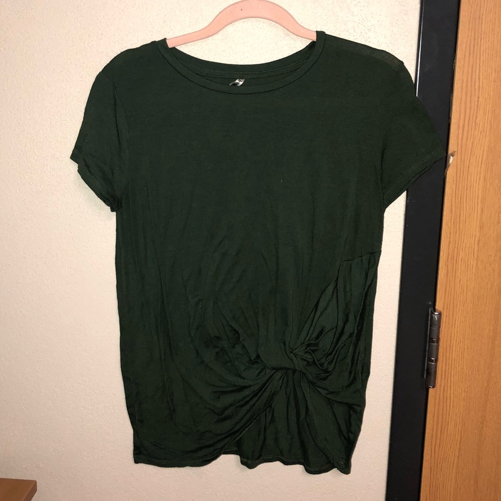 Large green T with tie